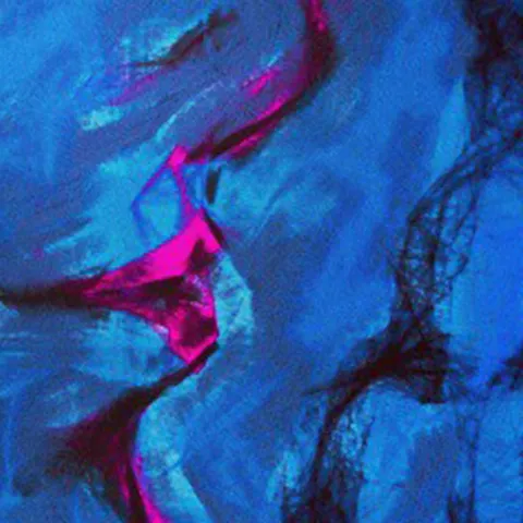 Détail — Visage d’indigo et de rose