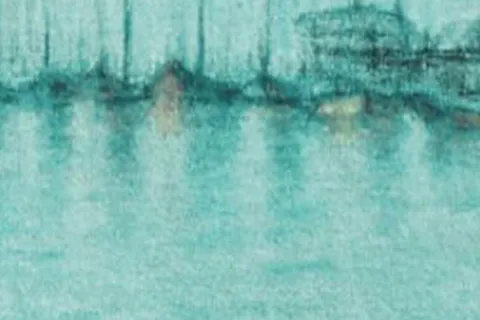 Détail — Mâts dans la brume turquoise