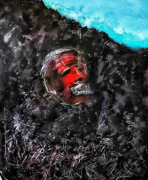 Visage enfoui dans la terre