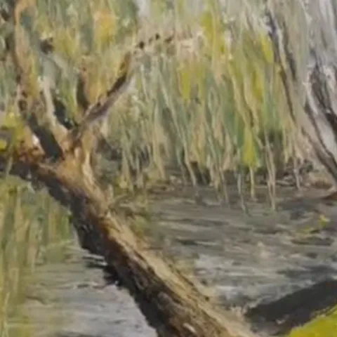 Détail — Le saule qui pleure sur la rivière