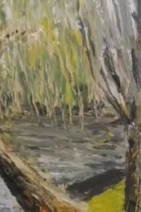 Détail — Le saule qui pleure sur la rivière