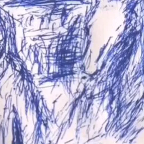 Détail — Esquisse bleue d’une prière