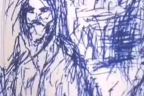 Détail — Esquisse bleue d’une prière