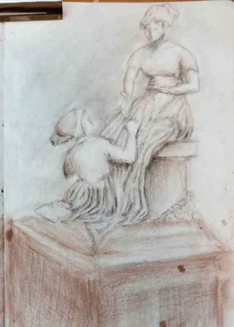 Détail — Aux pieds de sa mère