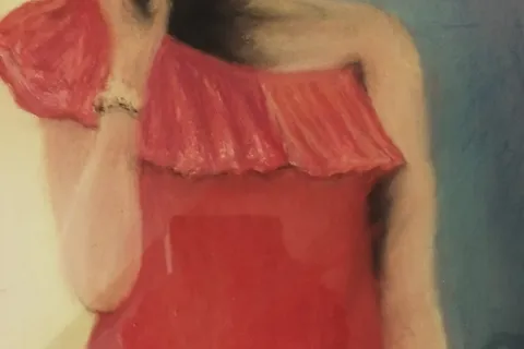 Détail — La dame en rouge